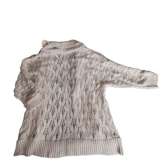 St. John's Bay White Open Knit Shawl Collar Cardigan Sz L - Picture 2 of 5